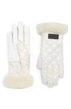 Ugg All Weather Touchscreen Compatible Quilted Gloves With Genuine Shearilng Trim In Nimbus