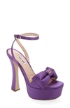 Miu Miu Satin Bow Platform Ankle-strap Sandals In Violet