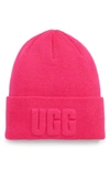 Ugg 3d Logo Beanie In Neon Pink