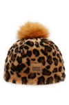 Ugg Faux Fur Beanie In Nspt Natural Spot