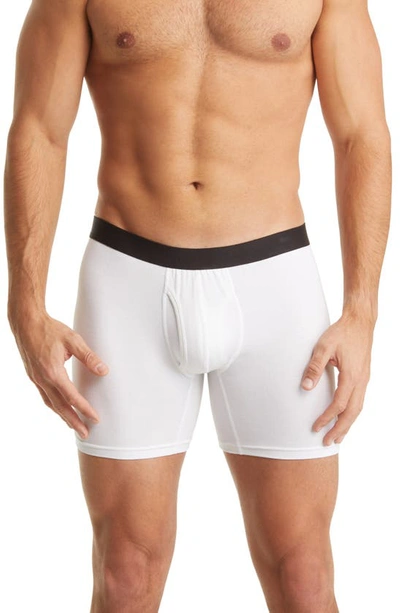 Meundies Stretch Boxer Briefs In White