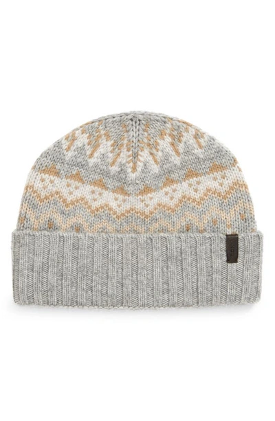 Vince Fair Isle Wool & Cashmere Beanie In Grey
