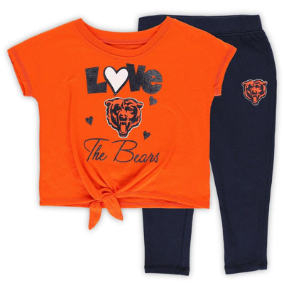 Outerstuff Kids' Toddler Orange/navy Chicago Bears Forever Love T-shirt & Leggings Set