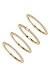 Nadri Pave The Way Set Of 4 Cubic Zirconia Stacking Rings In Gold