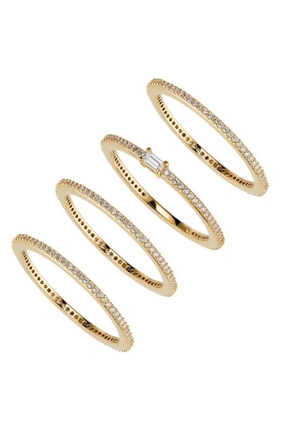 Nadri Pave The Way Set Of 4 Cubic Zirconia Stacking Rings In Gold
