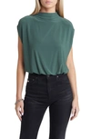 Open Edit Knit Blouson Crop Top In Green Cilantro