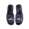 Foco Navy New England Patriots Rhinestone Fuzzy Slippers In Navy