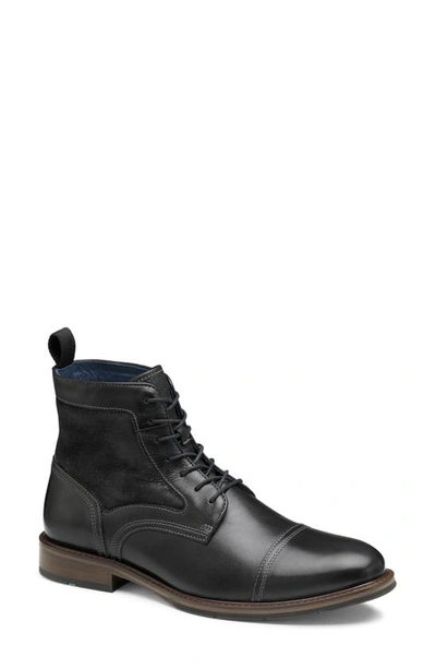 Johnston & Murphy Men's Xc Flex Raleigh Cap Toe Shearling Boots In Black Full Grain/ Shearling