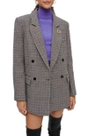 Maje Votale Houndstooth Check Wool Blend Blazer In Blue