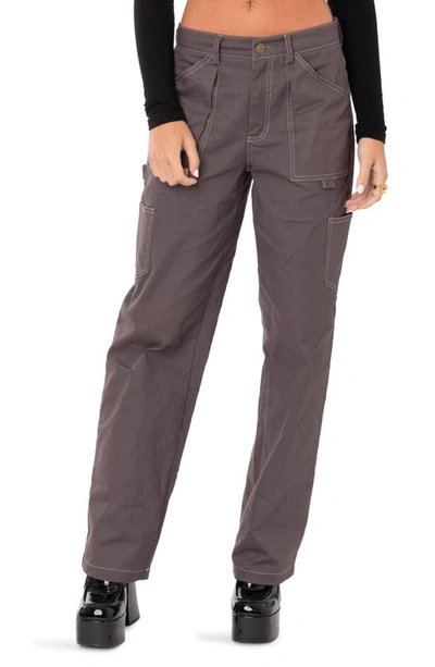 Edikted Ada Low Rise Cargo Trousers In Grey
