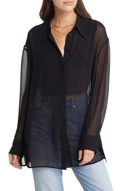 Treasure & Bond Oversize Sheer Blouse In Black