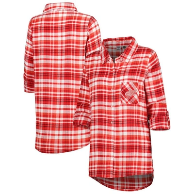 CONCEPTS SPORT CONCEPTS SPORT RED DETROIT RED WINGS MAINSTAY FLANNEL FULL-BUTTON LONG SLEEVE NIGHTSHIRT