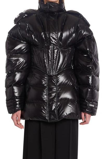 Versace Corset Overlay Quilted Down Puffer Jacket In New