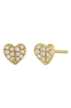 Bony Levy Simple Obsession Pavé Diamond Heart Stud Earrings In 18k Yellow Gold