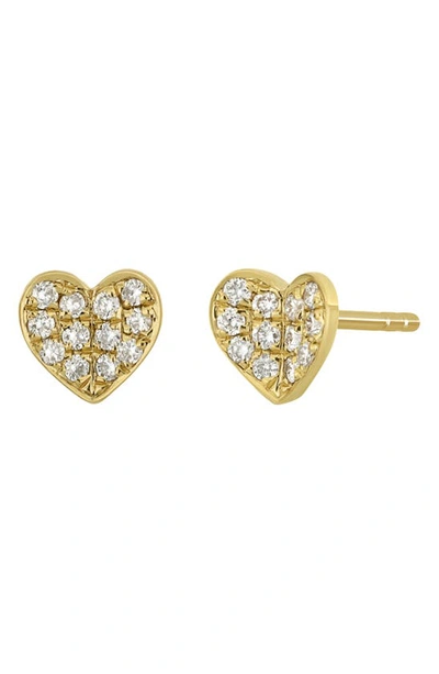 Bony Levy Simple Obsession Pavé Diamond Heart Stud Earrings In 18k Yellow Gold