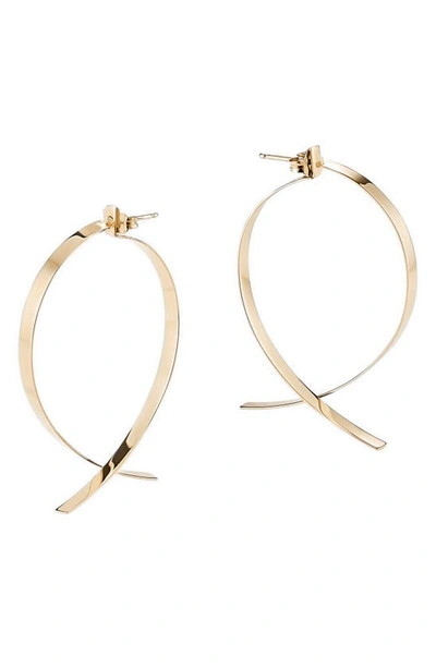 Lana Medium Flat Wide Front-back Upside Down Hoop Earrings, 46mm In Yellow Gold