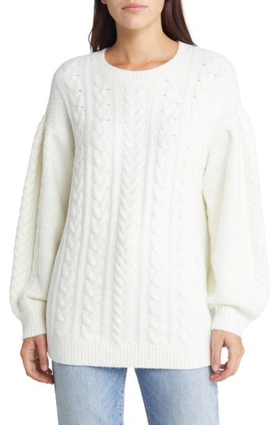 Treasure & Bond Cable Stitch Sweater In Ivory