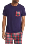 Tommy John Second Skin Pocket Sleep T-shirt In Evening Blue / Fireplace Plaid