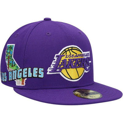 New Era Purple Los Angeles Lakers Stateview 59fifty Fitted Hat