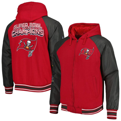 G-iii Sports By Carl Banks Red Tampa Bay Buccaneers Defender Raglan Full-zip Hoodie Varsity Jacket