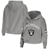 Wear By Erin Andrews Gray Las Vegas Raiders Plus Size Modest Cropped Pullover Hoodie In Gray
