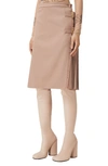 Burberry Wool Gabardine Kilt Skirt In Warm Fawn