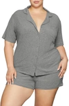 Skims Soft Lounge Ribbed Short Pajamas In Heather Gray