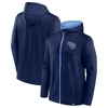 Fanatics Branded Navy/light Blue Tennessee Titans Ball Carrier Full-zip Hoodie In Navy