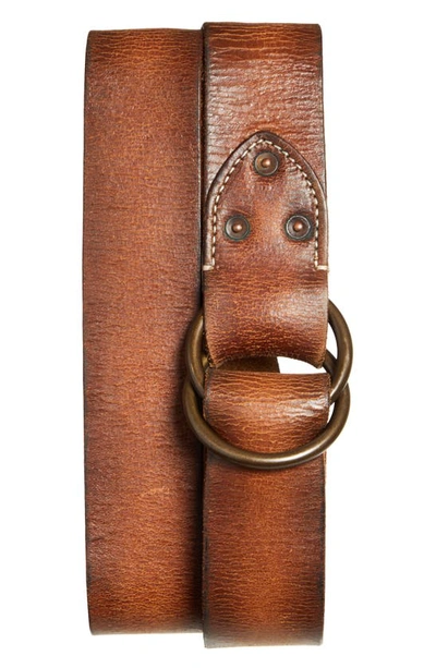 Double Rl Double O-ring Leather Belt In Vintage Brown