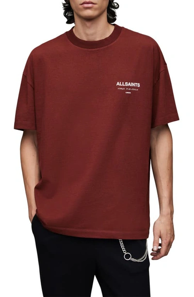 Allsaints Underground Oversize Graphic Tee In Amarone Red