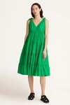 Merlette Flor Tiered Cotton Voile Dress In Kelly Green