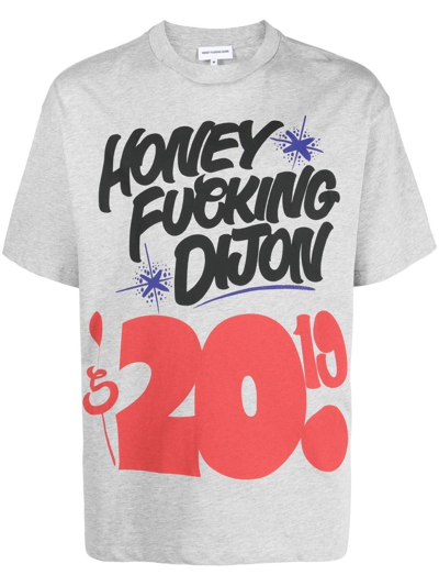 Honey Fucking Dijon Logo-print Graphic T-shirt In Grey