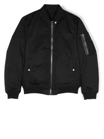 Rick Owens Kids' Nylon Blend Down Bomber Jacket In Black