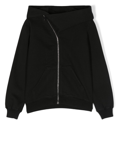 Rick Owens Kids' Mountain 不对称连帽衫 In Black