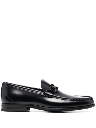 Ferragamo Grandioso Gancini-buckle Loafers In Black
