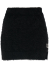 Gcds Crystal-logo Brushed Mini Skirt In Black