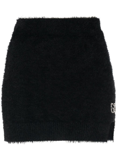 Gcds Woman Black Mohair Effect Mini Skirt