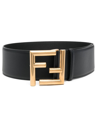 Fendi Ff Monogram Buckle Belt In Black