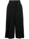 SAINT LAURENT PLEATED CROPPED WOOL TROUSERS