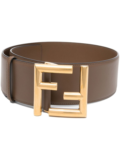 Fendi Ff Monogram Buckle Belt In Brown