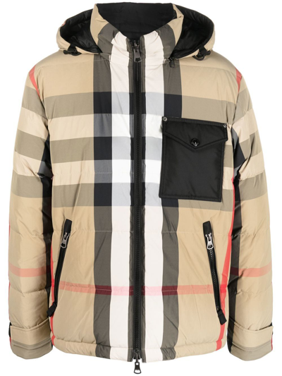 Burberry Kids Reversible Check Puffer Jacket In Beige