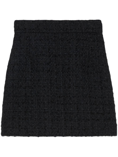 Gucci Wool Tweed Mini Skirt In Black