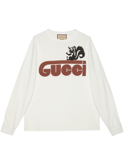 Gucci Skunk-embroidered Cotton Sweatshirt In White
