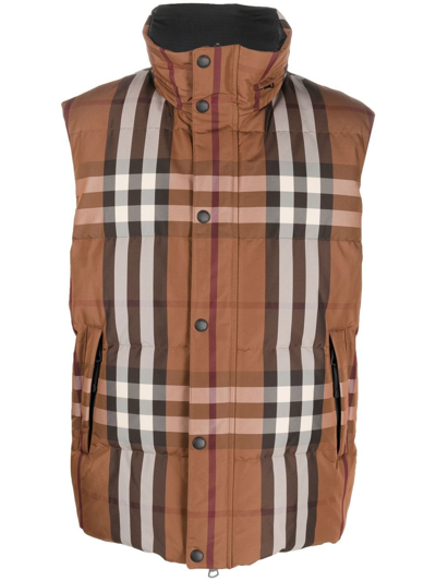 Burberry Vintage-check Padded Gilet In Brown