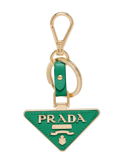 Prada Logo-plaque Clasp-fastening Keyring In Green