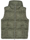 Gucci Jumbo Gg Canvas Down Vest In Green,multi