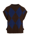 La Doublej Argyle-check Knitted Vest In Multicolor
