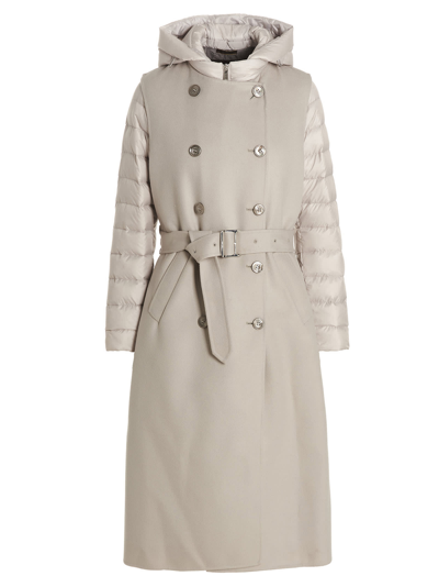 Moorer Harna Cashmere Trench Coat W/ Puffer Layer In Beige