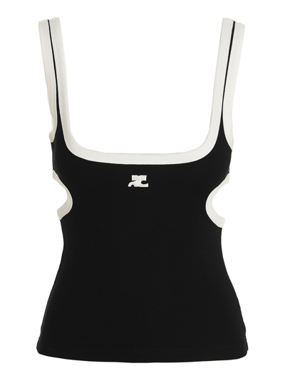 Courrèges Cut Out Tank Top In Nero