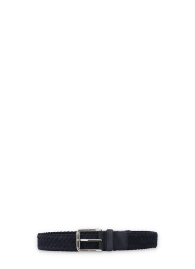 Tod's 3cm Woven Suede Belt In Blue
